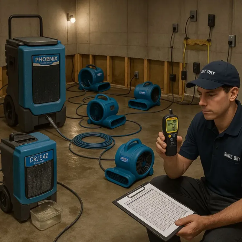 Structural Drying and Dehumidification process in Fairhaven, MA